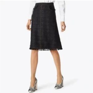 Tory Burch Aria Women's Skirt Black/Blue Metallic Check Tweed Size 4 NWOT